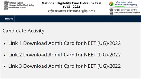 neet .nta .nic.in|admit card 2022 neet nta.